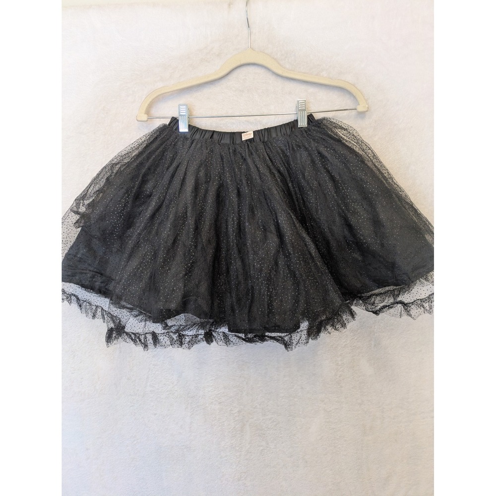 Disney Tutu‎ Skirt Girl's 7/8 Black Glitter Tulle Elastic Waist Ballerina Mesh